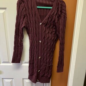 Chic Burgundy Cable Knit Cardigan